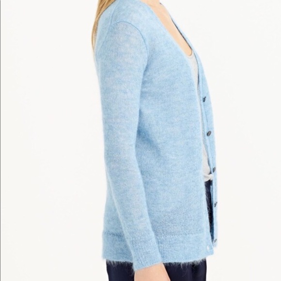 Like NEW J Crew Angora Mohair Sky Blue Cardigan - Picture 3 of 6